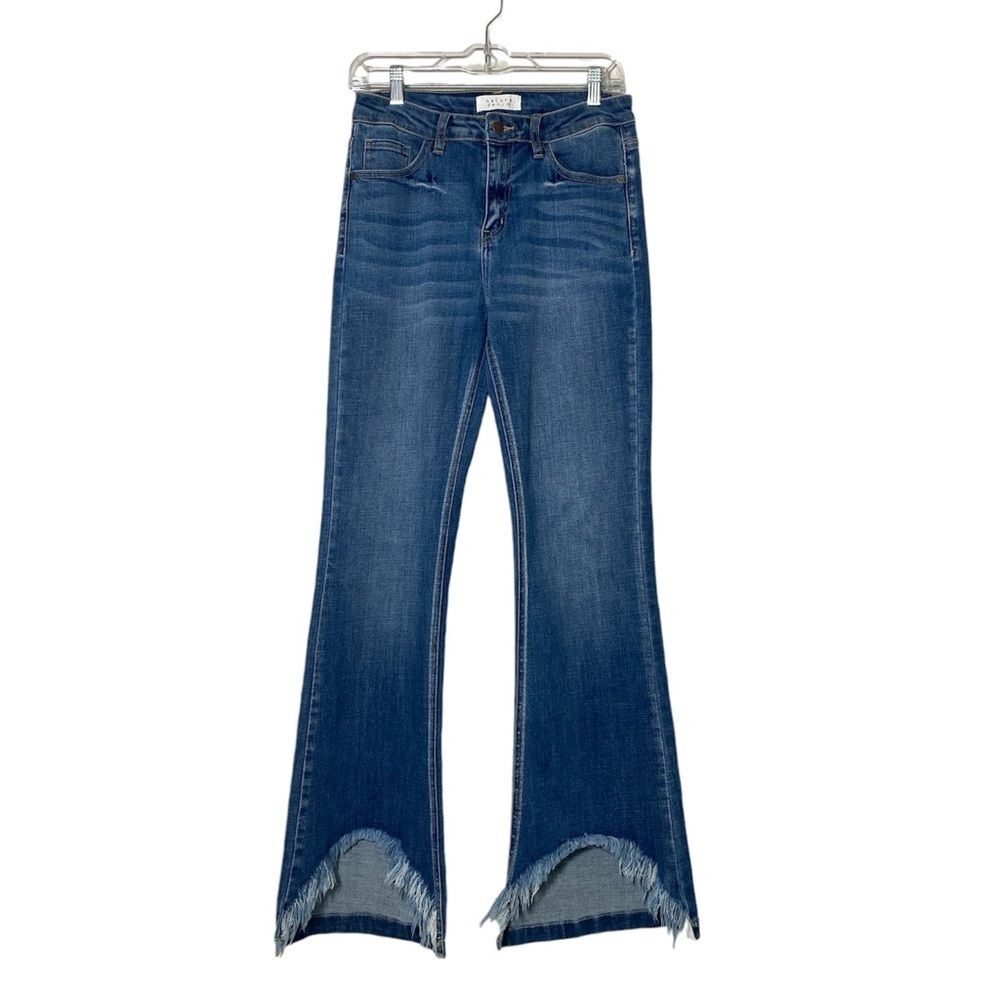 nature denim High Rise Flare Frayed Raw Hem Whiskering Denim Women's Size 7 / 27